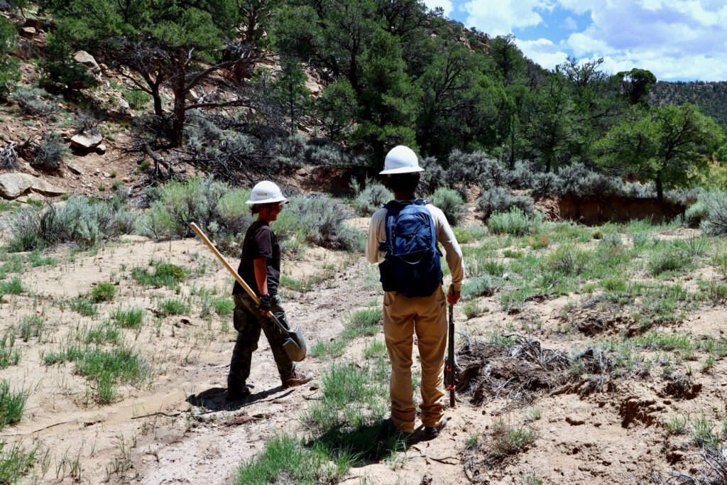 Watershed Project Lead Andrew Atencia surveying Twin Valley Watershed.